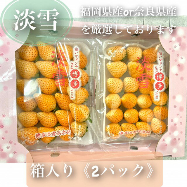 【厳選秀品*白いちご】淡雪1箱（2パック入り）*あわゆき*福岡産か奈良産か厳選してお届け致します**ラッピングご希望の際は説明文を参照ください**イチゴ・白いちご*冬ギフト*ホワイトデー*母の日*誕生日*身体にも優しいギフト*贈答*無料包装*旬のくだもののサムネイル