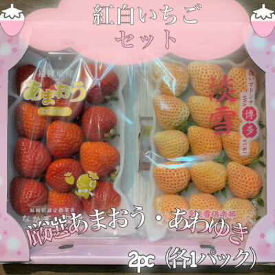 旬のおすすめ**【人気厳選いちご詰め合わせ】紅白いちごセット*福岡産あまおう・淡雪**秀品*2パック入り（各1パック）*無料ラッピング*白イチゴ*赤いちご*ギフト*身体に優しいギフト*贈答*無料包装*...