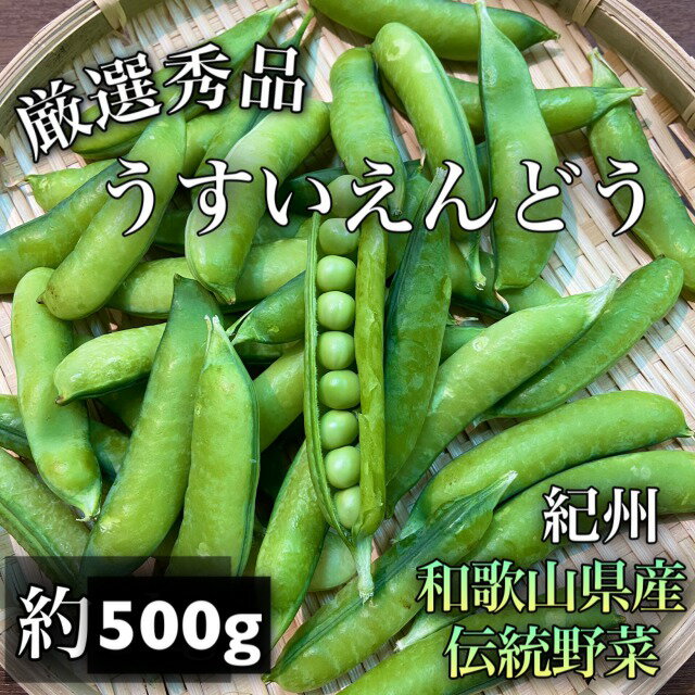 旬のおすすめ！【ほくほくの甘み*春の旨味】和歌山県産*伝統野菜*うすいえんどう**秀品**約500g旬野菜お取り寄せ*旬の食材*ギフトにもおすすめ！えんどうまめ*露地物*うすいえんどう豆*うすい豌豆*エンドウマメのサムネイル