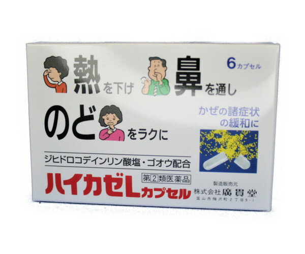 ハイカゼLカプセル 廣貫堂 6カプセル ゴオウ 富山 配置薬 置き薬 送料無料