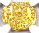 レオ 3 世とコンスタンティノス 5 世の AV トレミシス金貨、西暦 720 年。 NGC MS UNC. 5/5 表面