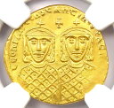 レオ IV およびコンスタンティヌス 6 世 AV ソリダス金貨 776 〜 780 AD。 NGC Choice AU 認定
