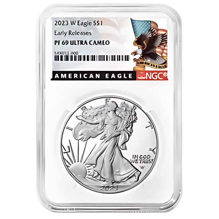 2023-W プルーフ $1 アメリカン シルバー イーグル NGC PF69UC ER ブラック ラベル