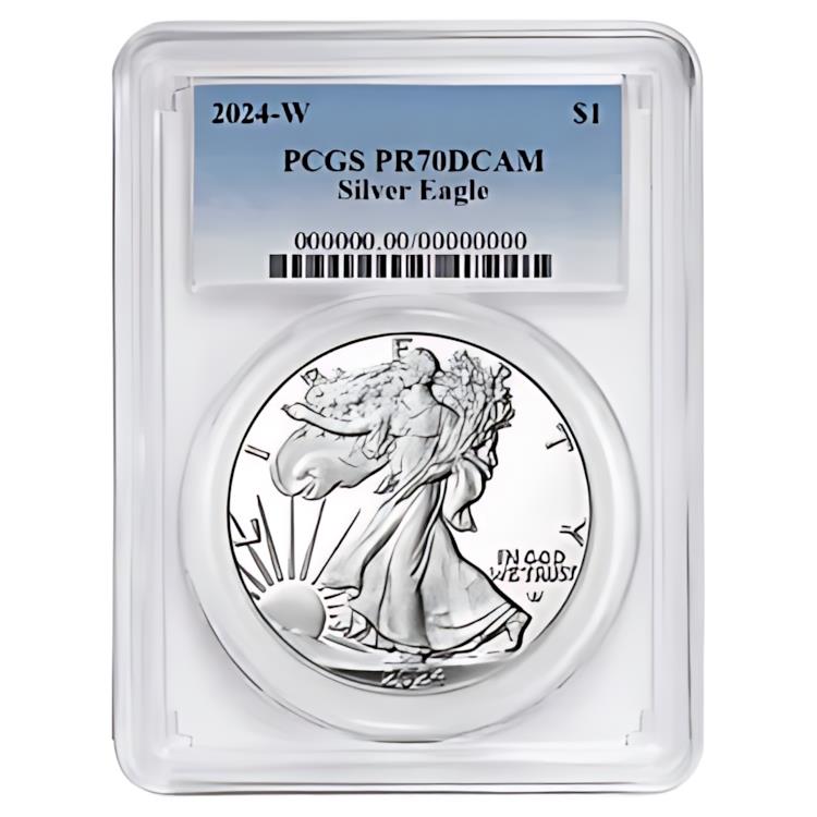 2024-W プルーフ $1 アメリカン シルバー イーグル PCGS PR70DCAM ブルー ラベル