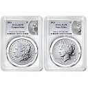 プレセール - 2024 $1 モーガン アンド ピース シルバー ダラー 2 個セット PCGS MS70 モーガン &am...