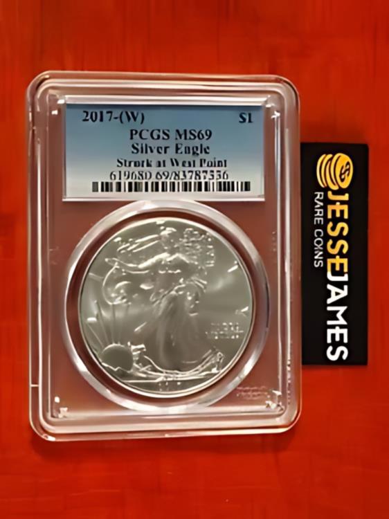 2017 (W) シルバー イーグル PCGS MS69 がウエスト ポイントで登場 ミント ブルー ラベル