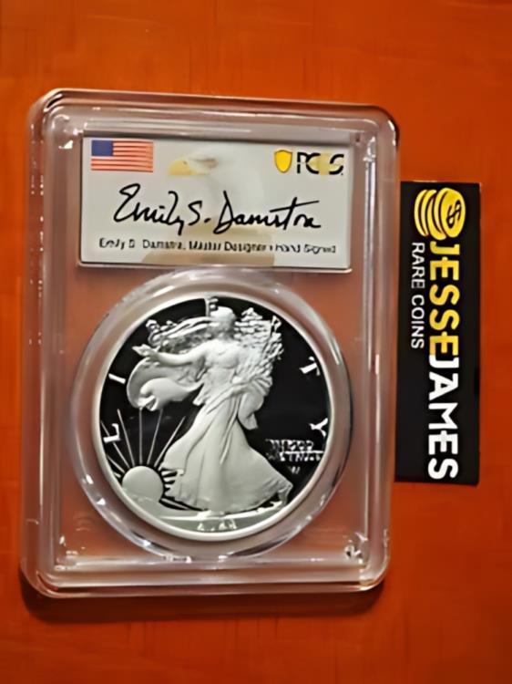 2022 S プルーフ シルバー イーグル PCGS PR70 DCAM アドバンス リリース エミリー ダムストラ サイン入り