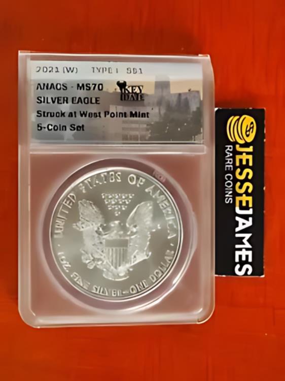 2021 (W) シルバー イーグル ANACS MS70 タイプ 1 がウエスト ポイント ミント ラベルで登場