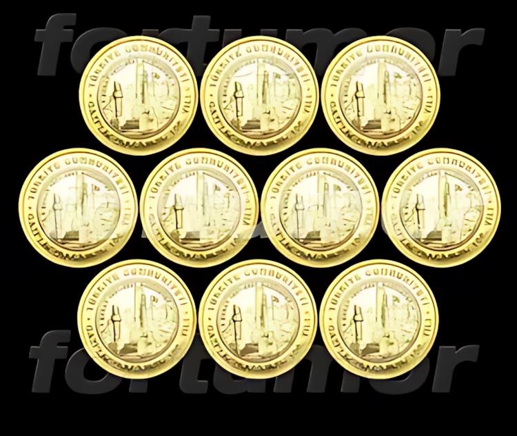 トルコ 1 リラ 2021 ガズィアンテプ退役軍人表彰 100 周年 10 PCS コイン バイメタル