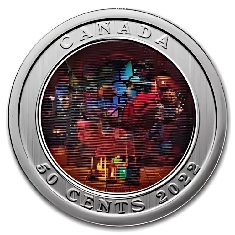 2022年カナダ50セントレンチキュラーサンタのそり