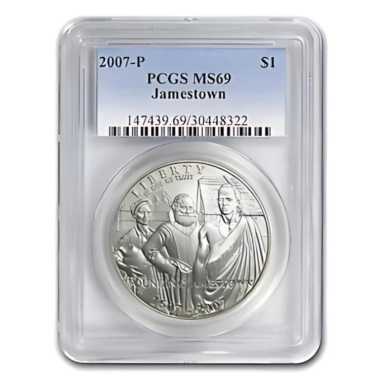 2007-P ジェームスタウン 400 周年記念 $1 シルバー コム MS-69 PCGS
