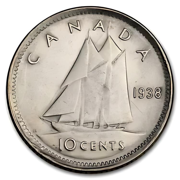 1938 カナダ シルバー 10 セント ジョージ 6 世 AU