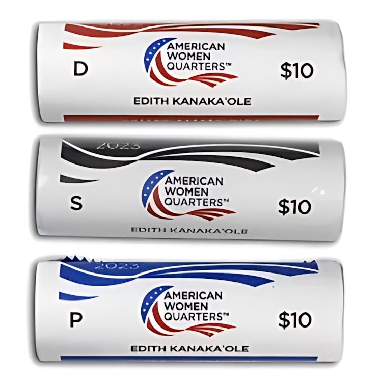 2023-PDS イーディス カナカオレ アメリカン レディース クォーター 40 コイン 3 ロールセット