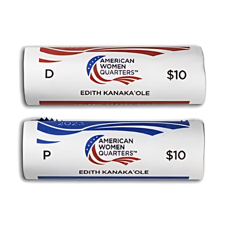 2023-PD エディス カナカオレ アメリカン レディース クォーター 40 コイン 2 ロールセット