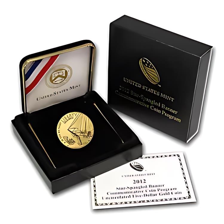2012-W ゴールド $5 Commem 星条旗 BU (箱と COA 付き)