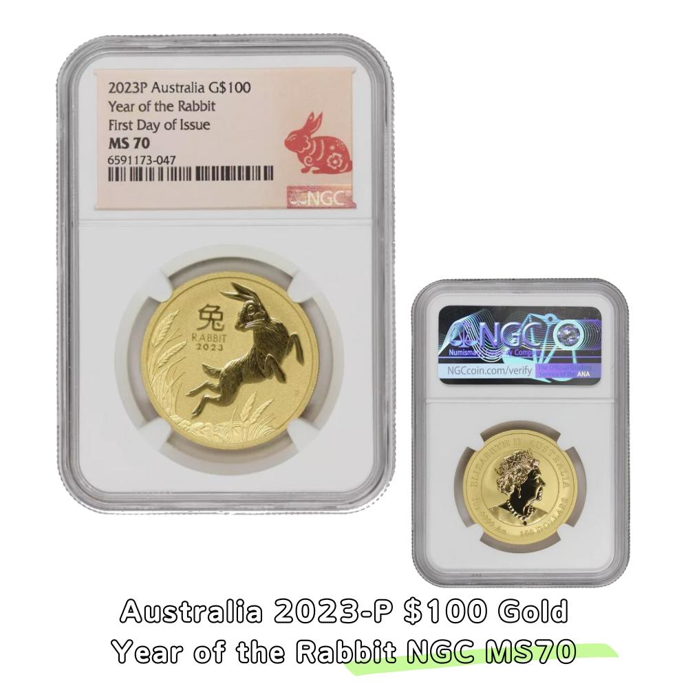 【品質保証書付】Australia 2023-P $100 Gold Year of the Rabbit NGC MS70 10005863 流通用コイン 記念コイン 地金型コイン NGC PCGS アンティークコイン スラブ それぞれのコインの需要と供給によって、値段が決まります。 当店では希少なコインの在庫を海外ディーラーと共有しているため、ご購入のタイミングによってはご案内できない場合がございます。入荷状況については随時ご連絡させていただき、万一入手が叶わなかった場合は全額返金しておりますので安心してお買い求めください。 コレクターが多く！！！ 発行年によっては非常に高値で取引され！！！ 発行年の干支がレリーフされています！！！ 歴史が育んだ概念に拘りの有る方 優れたデザインに拘りの有る方 限定に拘りの有る方 ご予約後、価格や納期についてご連絡申し上げます。 数に限りがございますので、ご連絡時点で予約が終了している可能性があることを予めご了承ください。 ご注文より18日以降お届け1