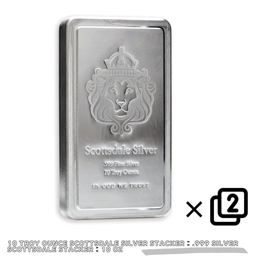 【品質保証書付】正規販売店 2× 10 oz Silver Bar APMEX .999 Fine Silver シルバーバー 99.9% 金 銀 プラチナ パラジウム silver スコッツデール ライオン 10005032のサムネイル