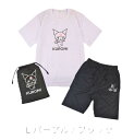 サンリオ クロミ 半袖 Tシャツ ハーフパンツ 上下組 大人 紳士 婦人 ヤング 女の子 男の子 巾着 部屋着 メッシュ セットアップ M L LL 夏 服 プリント 男女兼用 ルームウエア 運動 スポーツ 速乾 かわいい パープルxブラック