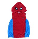 値下げしました ディズニー マーベル スパイダーマン なりきり ベスト ふわふわ 男の子 女の子 ベビー キッズ 子供 フランネル もこもこ あったか 刺繍 防寒 秋 冬 春 服 パーカー レッド 110cm 110cm 120cm