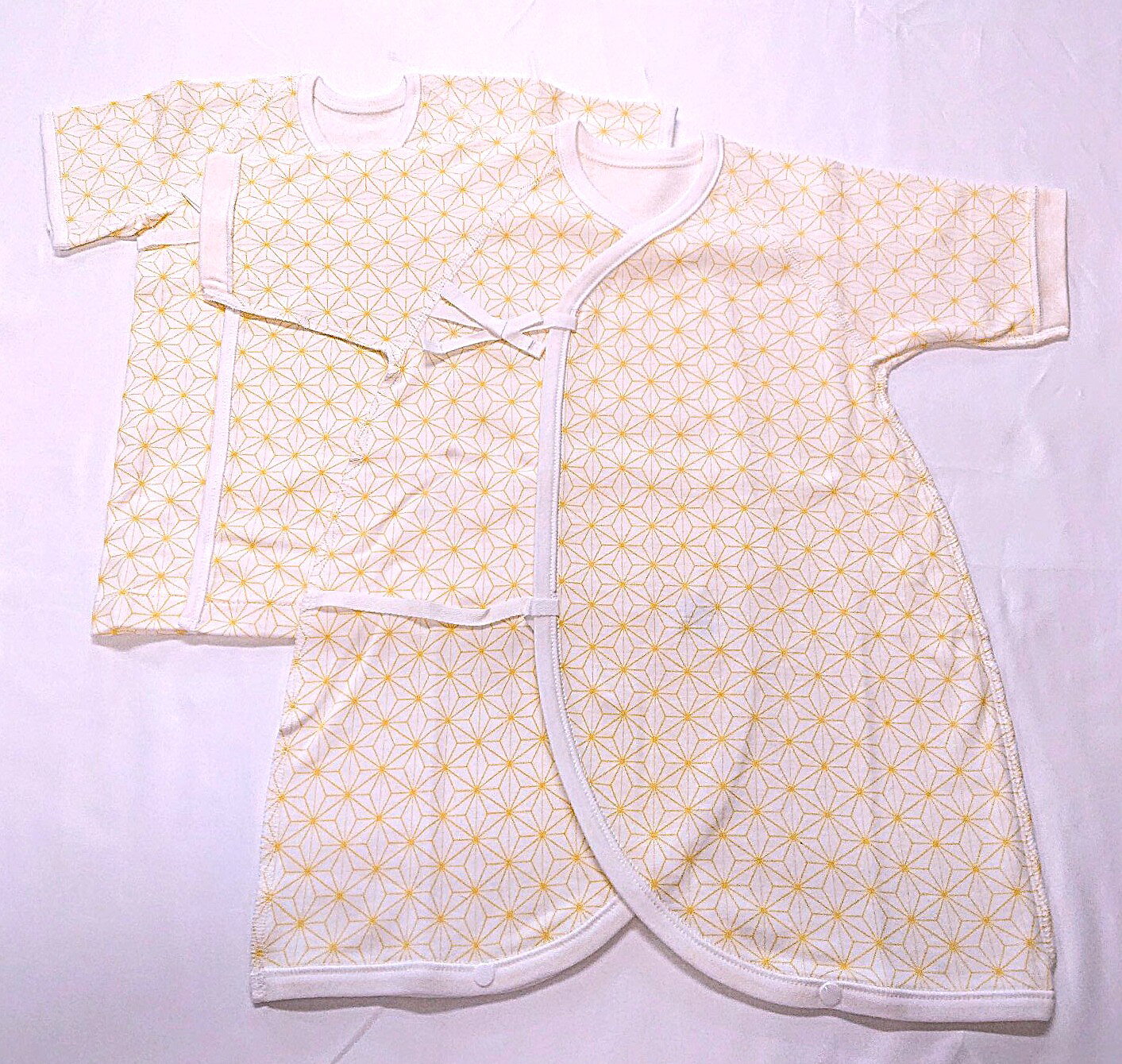 激安最終大処分セール　新生児　麻の葉　肌着セット　2枚組　短肌着　コンビ肌着　ベビー　赤ちゃん　女の子　男の子　総柄　綿100％　日本製　50～60cm　春　夏　秋　冬　オールシーズン　白　出産準備　出産祝い　和柄　プレゼント　ギフト 3