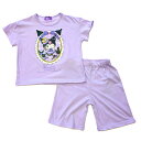 サンリオ 蓄光 クロミ 半袖 パジャマ Tシャツ ハーフパンツ 光る 女の子 キッズ ジュニア 子供 パープル 部屋着 上下 プリント 春 夏 秋 服 薄手 お...