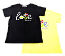 【夏物セール】 LOVE 半袖 Tシャツ キッズ ジュニア 子供 女の子 綿100% ブラック イエロー お花 ロゴ 春 夏 秋 服 かわいい プリント 110cm 120cm 130cm