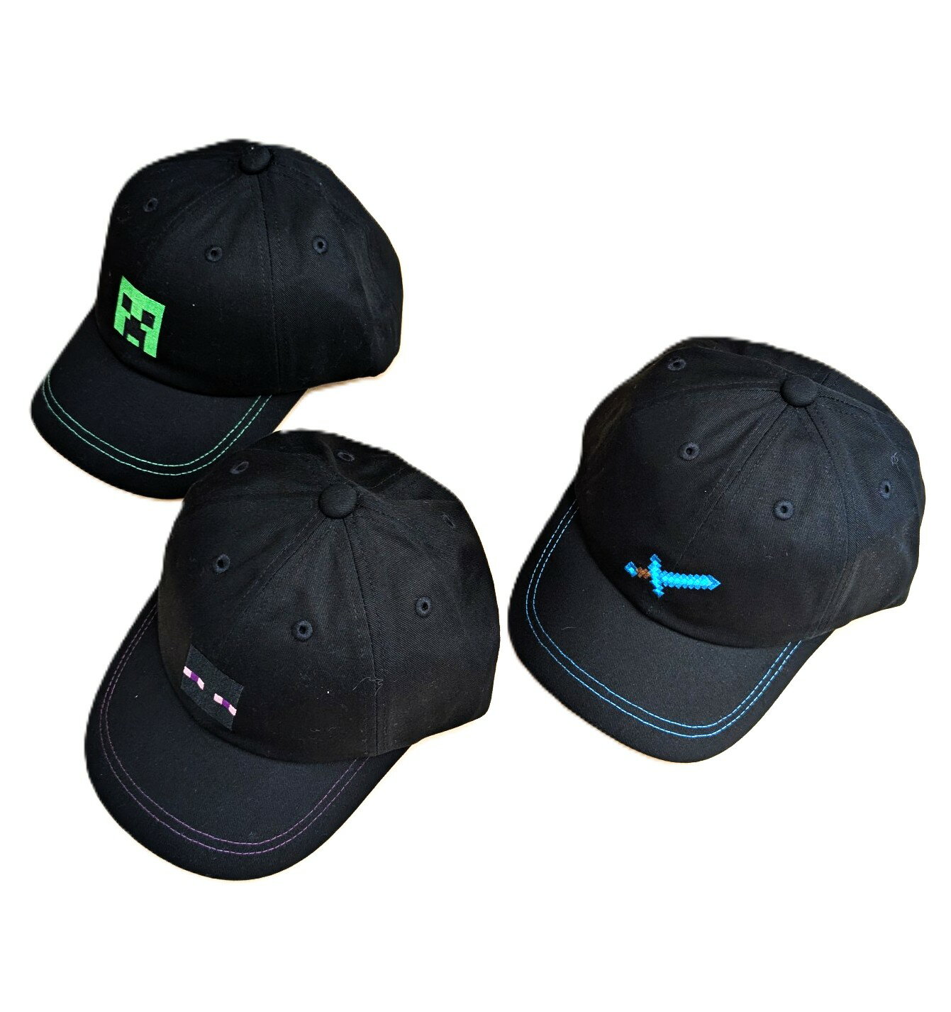 マインクラフト　ツイルキャップ　エンダーマン　クリーパー　剣　　ワンポイント　刺繍　53～55cm　男..