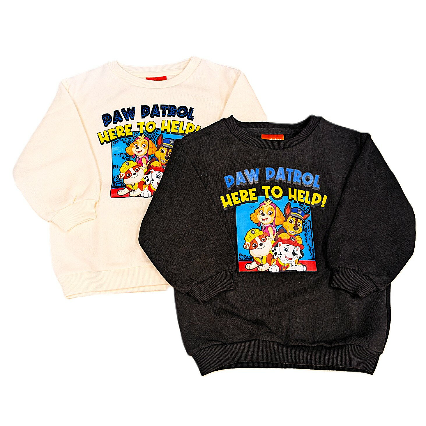 楽天sakuranbo楽天市場店パウパトロール　裏起毛　トレーナー　長袖　ラブル　チェイス　マーシャル　スカイ　男の子　女の子　ベビー　キッズ　子供　アイボリー　クロ　バックプリント　パウパト　90cm　95cm　100cm　110cm　冬　春　服　TV　アニメ　キャラクター
