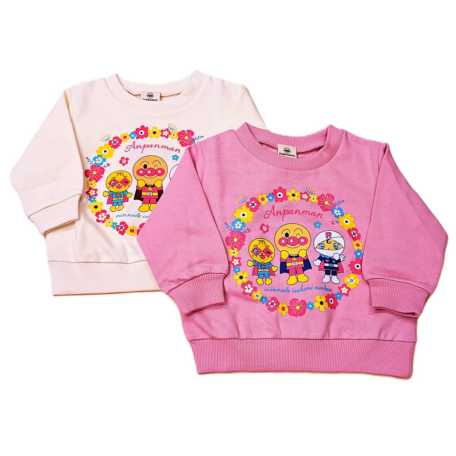 アンパンマン　裏毛起毛　スウェット　トレーナー　長袖　プリント　ロールパンナ　メロンパンナ　ベビ..