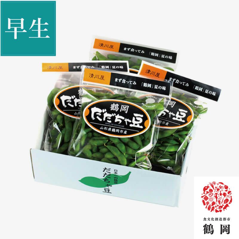 鶴岡 だだちゃ豆 300g×4袋 ＜早生豆＞ 8月上旬〜中旬お届け ( 朝採り枝豆を産地直送 清川屋のダダチャ豆 茶豆 枝豆 特選 鶴岡だだちゃ豆 )