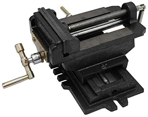 スライドクロスバイス125mm 【ベンチバイス 2軸 ボール盤 フライス盤 旋盤 万力 卓上 固定 クランプ テ..