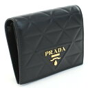 プラダ 革二つ折り財布 レディース プラダ PRADA 1MV204 レディース 二つ折り財布 レザー 本革 牛革 ソフトカーフレザー ブラック NERO F0002 カードポケット付き 小銭入れ付き イタリア bh