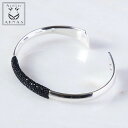 ガルーシャ エイ革 バングル ブレスレット シルバー 925 ATELIER AKNAS アトリエ アクナス ブラック/黒 ノワール 本革 メンズ レディース ...