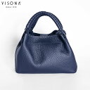 VISONA ヴィソナ VS-026 レディース ハンドバッグ 牛革 レザー 本革 ネイビー マグネット開閉 ポケット付き イタリア製 zzz