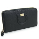 フェラガモ FERRAGAMO GANCINO CLIP 22-C843 長財布 ラウンドファスナー ブラック レディース bh