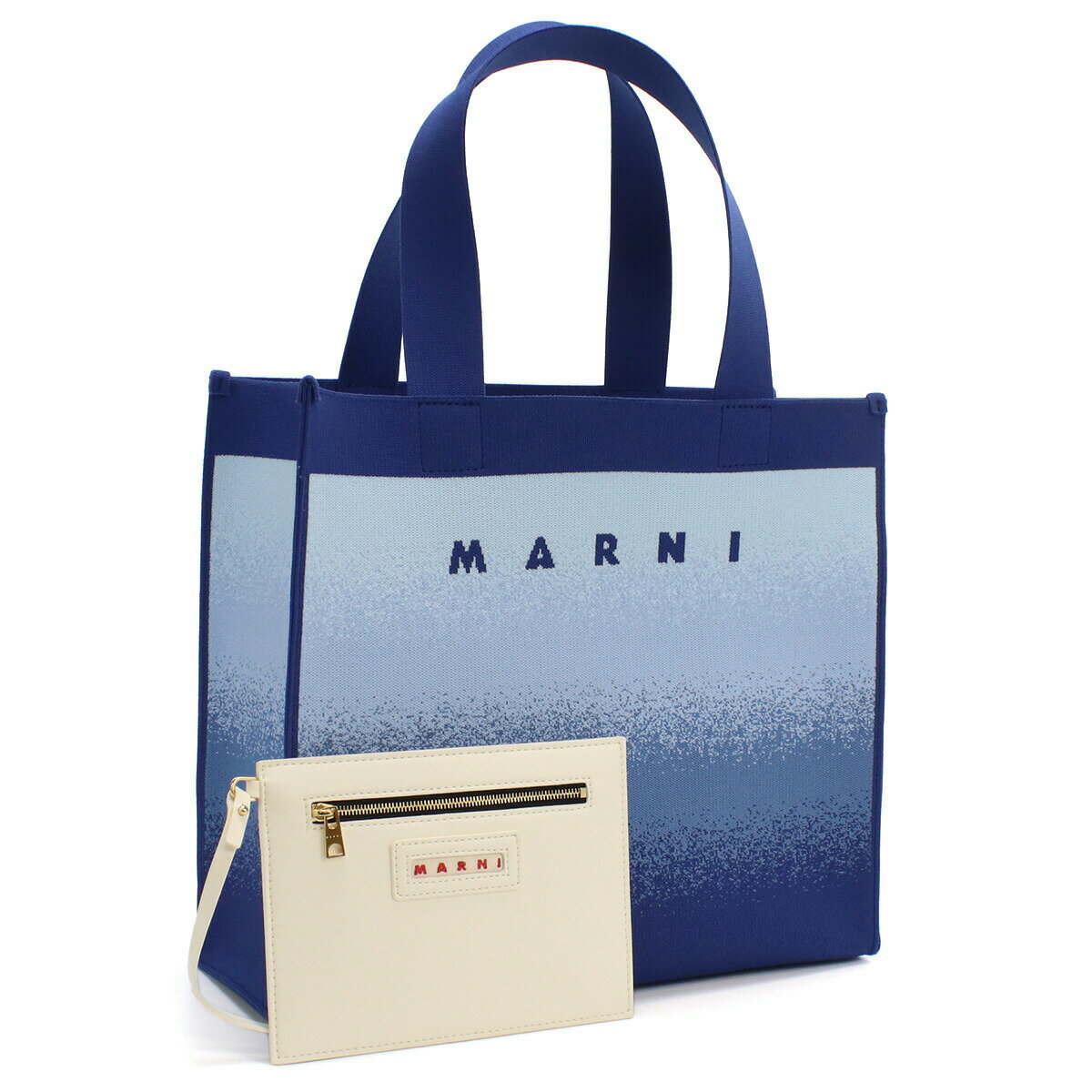 マルニ 通勤用・ビジネスバッグ レディース マルニ MARNI SHMP0076A5 レディース トートバッグ 肩掛け可能 A4ファイル収納可 ブルー グラデーション ZO535 仕事 通勤 カジュアル デート ポーチ付き オープンタイプ イタリア bh