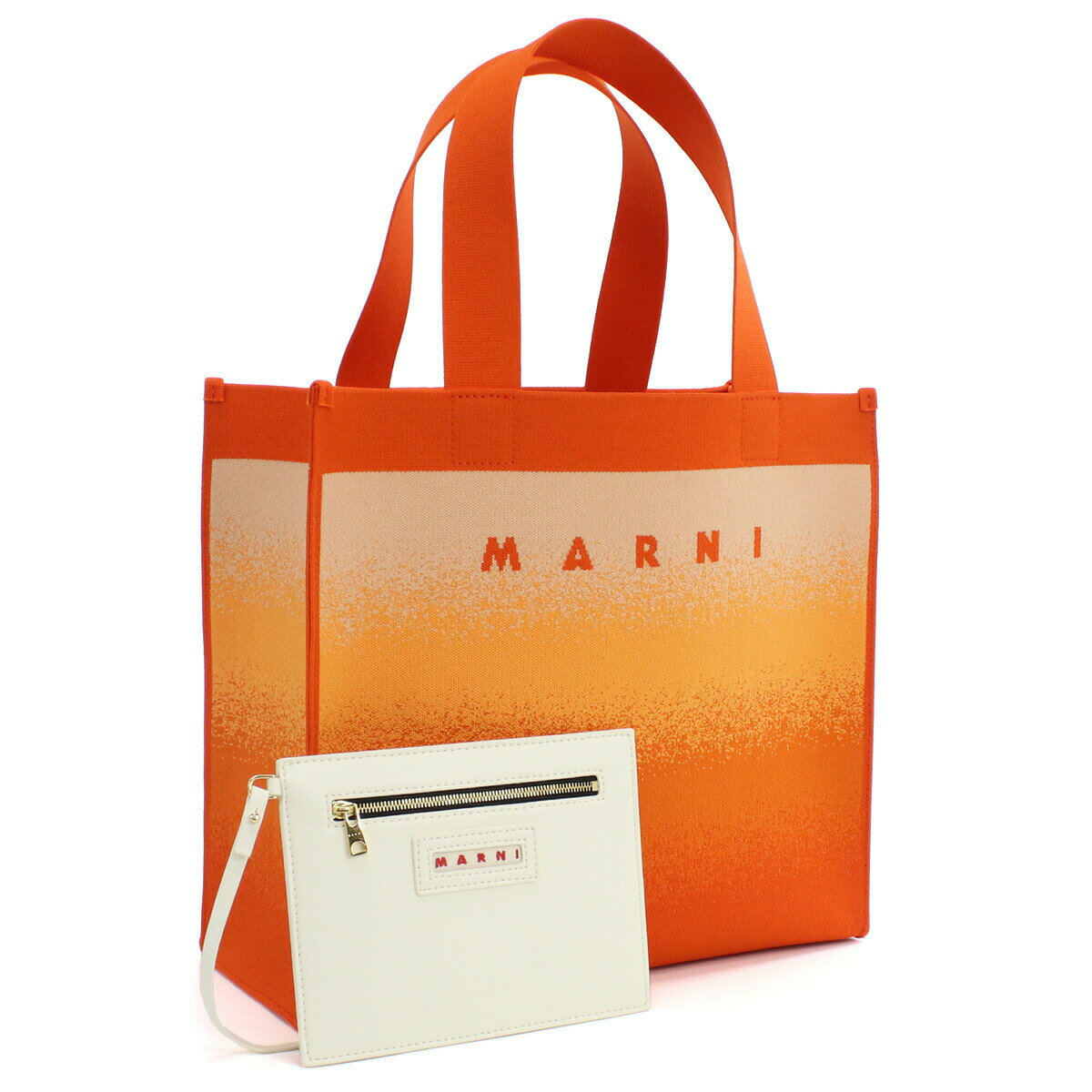 マルニ 通勤用・ビジネスバッグ レディース マルニ MARNI SHMP0076A5 レディース トートバッグ 肩掛け可能 A4ファイル収納可 オレンジ グラデーション ZO536 仕事 通勤 カジュアル デート ポーチ付き オープンタイプ イタリア bh