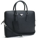 プラダ PRADA 2VE368 メンズ ブリーフケース ブリーフバッグ ビジネスバッグ レザー 本革 サフィアーノレザー ブラック NERO F0002 仕事 通勤 ビジネス ポケット付き ショルダーストラップ付き A4ファイル収納可 イタリア bh