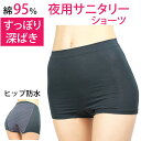 サニタリーショーツ 夜用 ナイト用 深め 綿素材 生理用ショーツ 夜用 ヒップ防水 ボクサー 羽根つき ナプキン対応 S/M/L/LL メール便送料無料