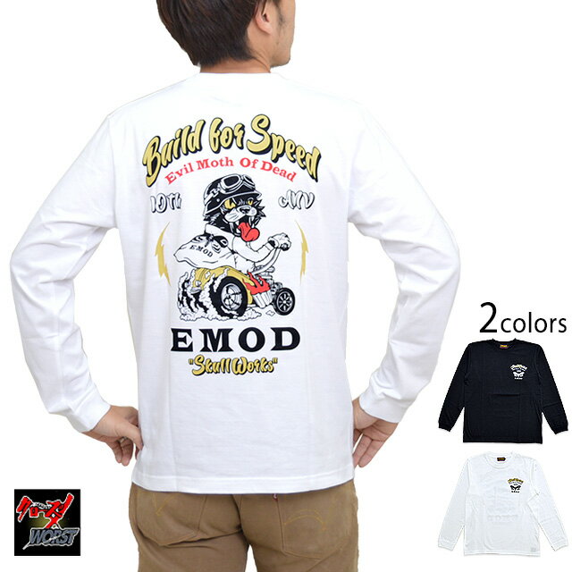 EMODキャットボーイ長袖Tシャツ クローズ×ワーストコレクション SCW-1146 CROWS スカルワークス 黒猫 ロングTシャツ