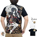 抜刀娘 結愛風神半袖Tシャツ 抜刀娘 212145 和柄 和風 花魁 姉御 家紋 三つ巴