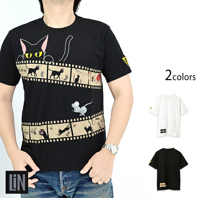 ラミ＆アール 4コマ劇場半袖Tシャツ LIN AL-75108 黒猫 ネコ ネズミ 鼠 ユニセックス[new]