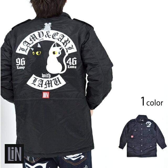 ラミ＆アール オッドアイ参戦ナイロンジャケット LIN AL-75028 黒猫 ネコ 鼠 ネズミ ユニセックス[new]