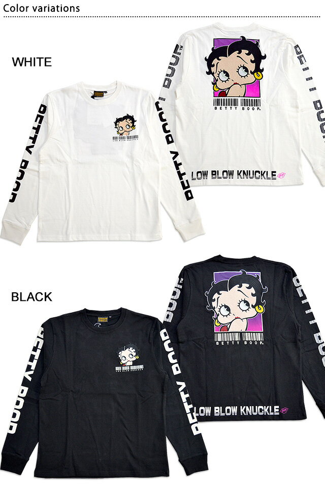 ロウブロウナックル×BETTY バーコードBETTY長袖Tシャツ ロウブロウナックル 530867 ベティーちゃん ロングTシャツ 刺繍[new]