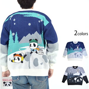 モールジャガード雪合戦セーター PANDIESTA JAPAN 564217 パンディエスタジャパン パンダ ニット 刺繍