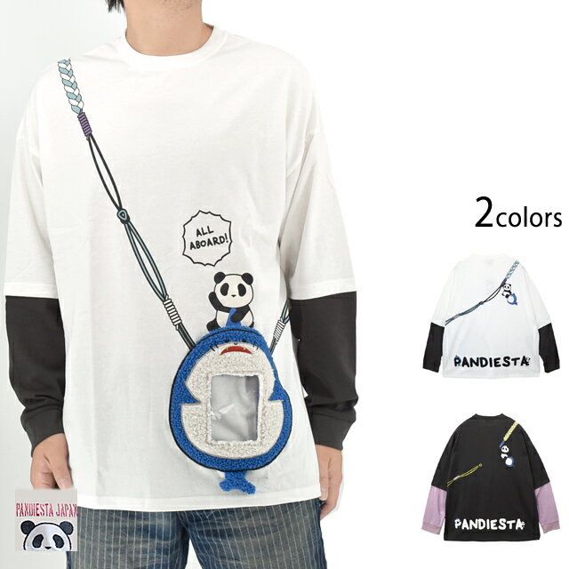 サメ型スマホショルダー風ポケット付きロングTシャツ PANDIESTA JAPAN 595750 パンディエスタジャパン パンダ ユニセックス