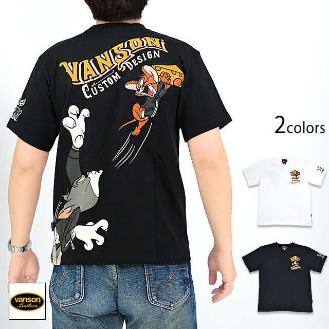 Rakuten - vanson×TOM＆JERRYコラボ 天竺半袖Tシャツ vanson TJV-2318 バンソン ヴァンソン トムとジェリー 刺繍 バイカー[new]
