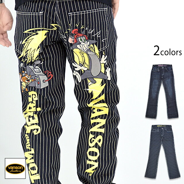 vanson×TOM＆JERRYコラボ 刺繍デニムパンツ vanson TJV-2314 バンソン ヴァンソン トムとジェリー ジーンズ[new]