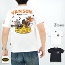 vanson×TOM&JERRYコラボ 天竺半袖Tシャツ vanson TJV-2328 バンソン ヴァンソン トムとジェリー 刺繍 バイカー