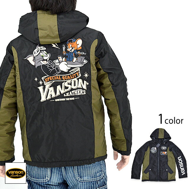 vanson×TOM＆JERRY 切替ナイロンジャケット vanson TJV-2341 バンソン ヴァンソン トムとジェリー 刺繍 アウター[new]